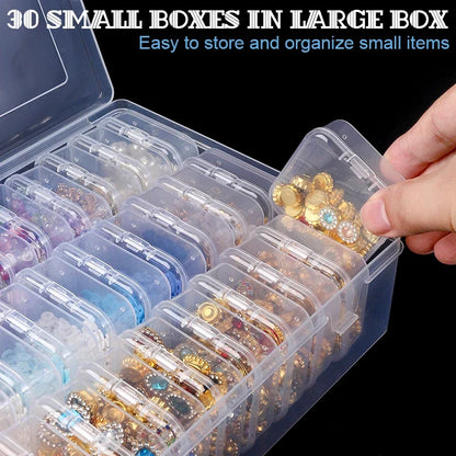Small Bead Organizer Cases Plastic Organizer Box Mini Clear Bead Storage Container Box with Hinged Lid for DIY Jewelry Supply