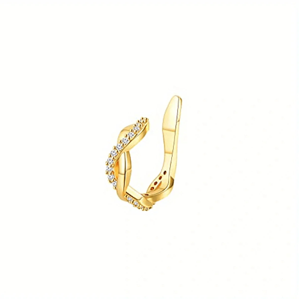 1Pc Hypoallergenic Huggie Earring Cuff for Women Men, Sparkling Cubic Zerconia Fake Carilage Clip On Ear No Piercing Jewelry