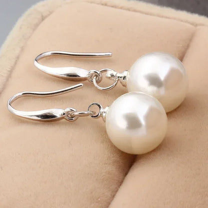 High-quality 925 Sterling Silver classic 10mm Pearl Drop Earrings Jewelry for Woman Girl Wedding Party Gift designer Jewelry