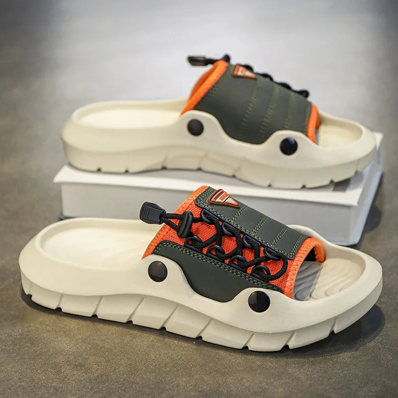2025 New Men's Sandals Fashion Designer Soft Men's Slippers Outdoor Breathable Beach Shoes Anti-slip Comfortable Men Flip Flops