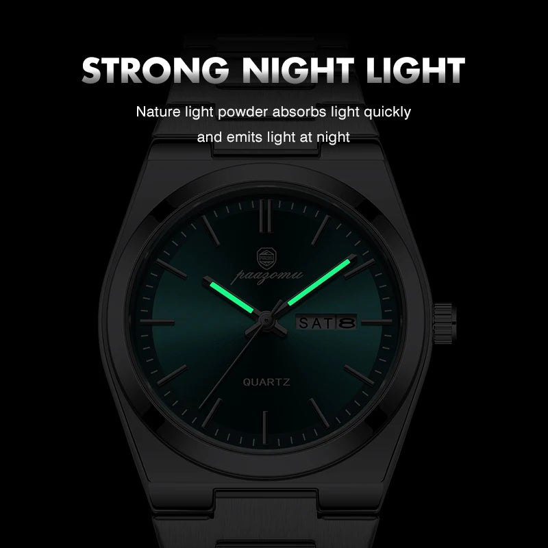 PAAZOMU Luxury Sport Man Watch Military Waterproof Luminous Date Week Men Watch Stainless Steel Quartz Men's Watches Male Clock