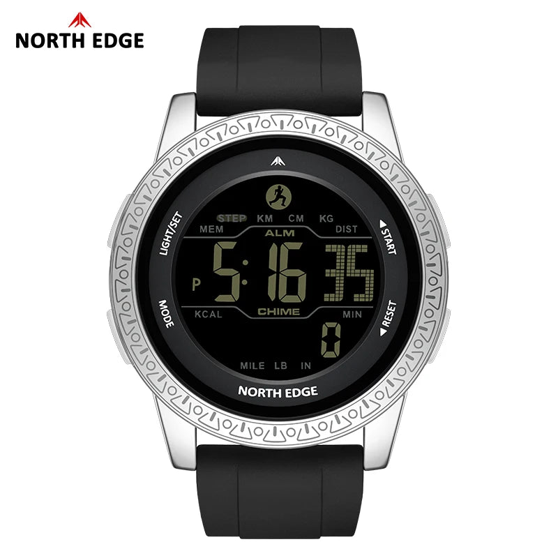 NORTH EDGE NEW APOLLO Men's Digital Watch Sports Waterproof 50M Wristwatches Dual Time Pedometer Stopwatch Alarm Clock For Women