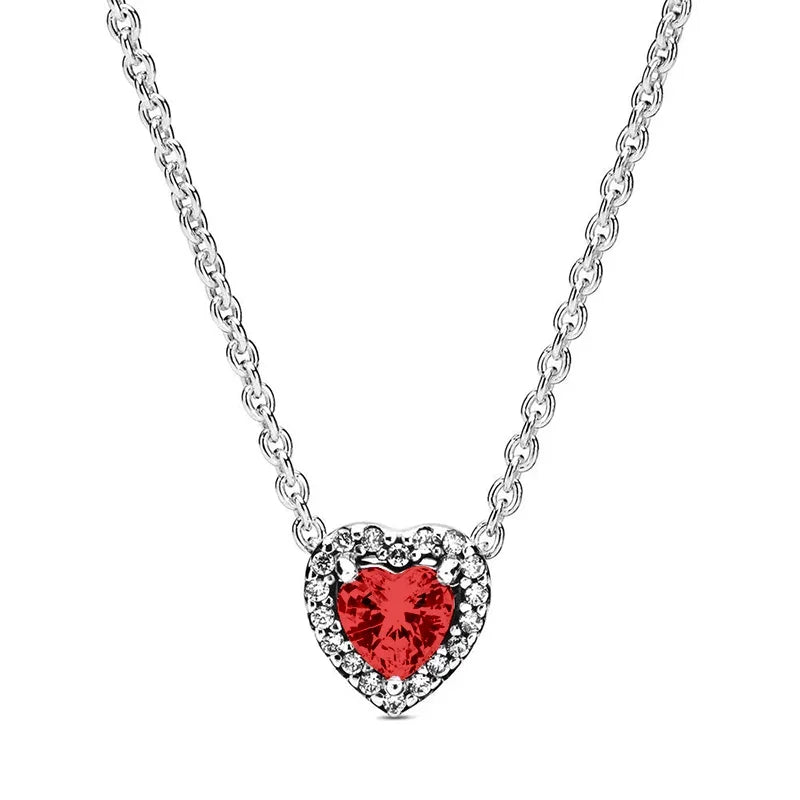 Hot selling 925 sterling silver sparkling red heart series set, light luxury jewelry set, DIY charming jewelry, birthday gift
