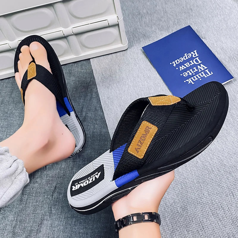 Men's Slippers, Summer Outer Wear Flip-Flops, Men's Non-Slip Flip-Flops, Deodorant Beach Sandals, Men's Style