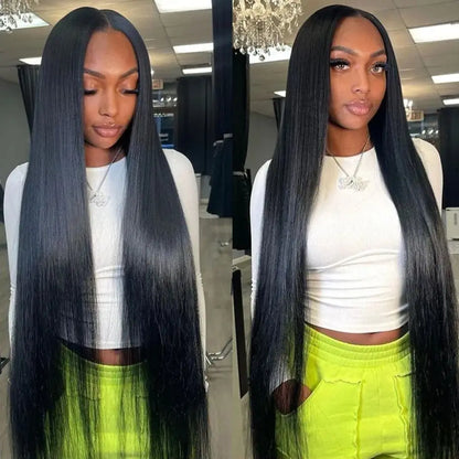 Glueless Wigs Human Hair Bone Straight Lace Wigs Pre-Cut 5x5 Lace Closure Remy Human Hair Ready To Wear For Women Pre Plucked