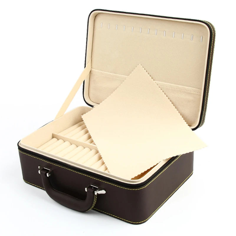 Big Size Jewelry Box Organizer Leather Jewelry Boxes for Women Bracelet Velvet Tray Display Stand Accessories Collection Gift