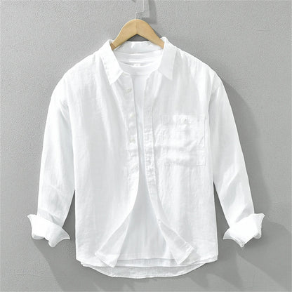 2025 Spring man linen shirt Loose breathable mens clothing freshness men's Casual shirts long sleeved tops solid shirt for men