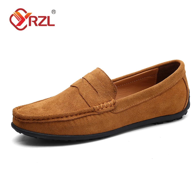 YRZL Men suede Loafers Breathable Driving Outdoor Casual Slip on Shoes for Man Lightweight Comfortable Non Slip Summer Men Shoes