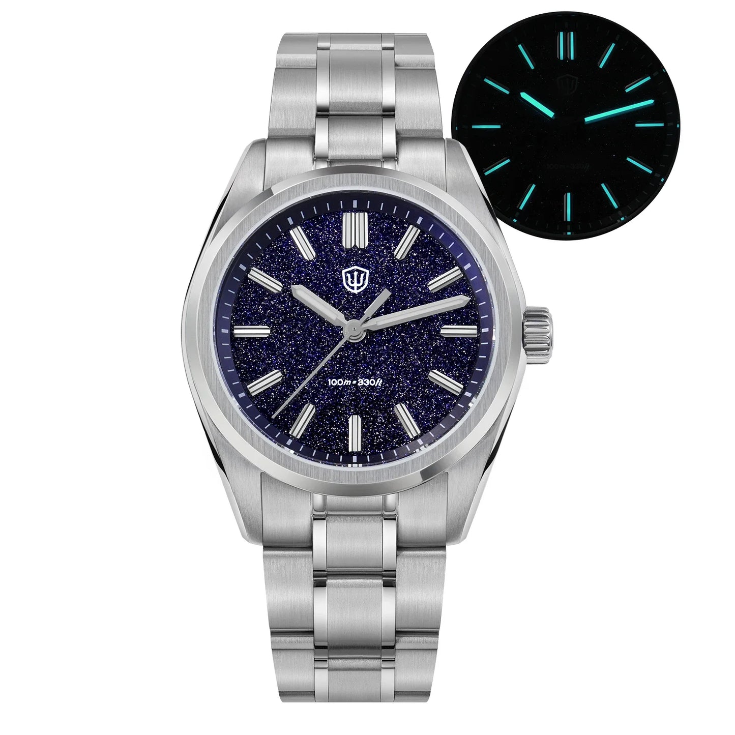 Watchdives WD0003B ‌Aventurine Dial Watch VH31 Quartz Movement Sapphire Crystal BGW9 Luminous 100m Waterproof 36mm Vintage Watch