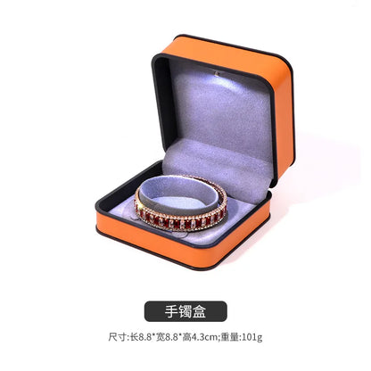 LED Enhanced Jewelry Box Round Black Frame Organizer for Rings Necklaces Bracelets Boutique  Gift Packaging