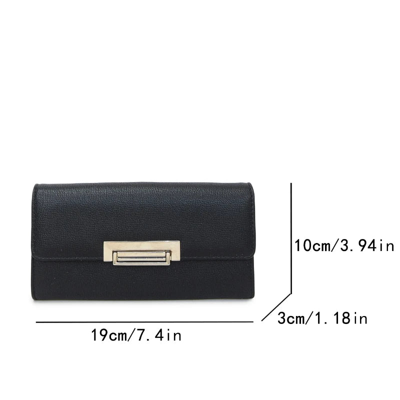 Women Wallet PU Leather Female Purse Fashion Solid Color Minimalist Coin Pocket Long Design Clutch Ladies Business Money Bag