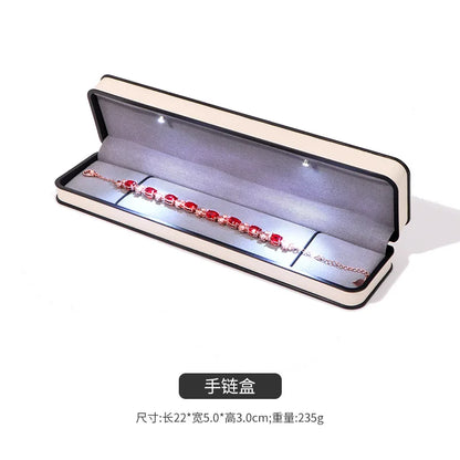 LED Enhanced Jewelry Box Round Black Frame Organizer for Rings Necklaces Bracelets Boutique  Gift Packaging