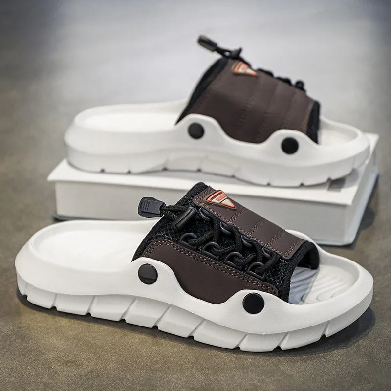 2025 New Men's Sandals Fashion Designer Soft Men's Slippers Outdoor Breathable Beach Shoes Anti-slip Comfortable Men Flip Flops
