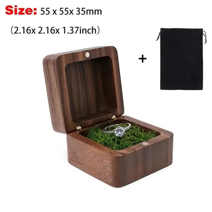 Square Double Ring Box Free Custom Engraved Wooden Ring Box for Wedding Ceremony Proposal or Engagement Ring Box Anniversar Gift