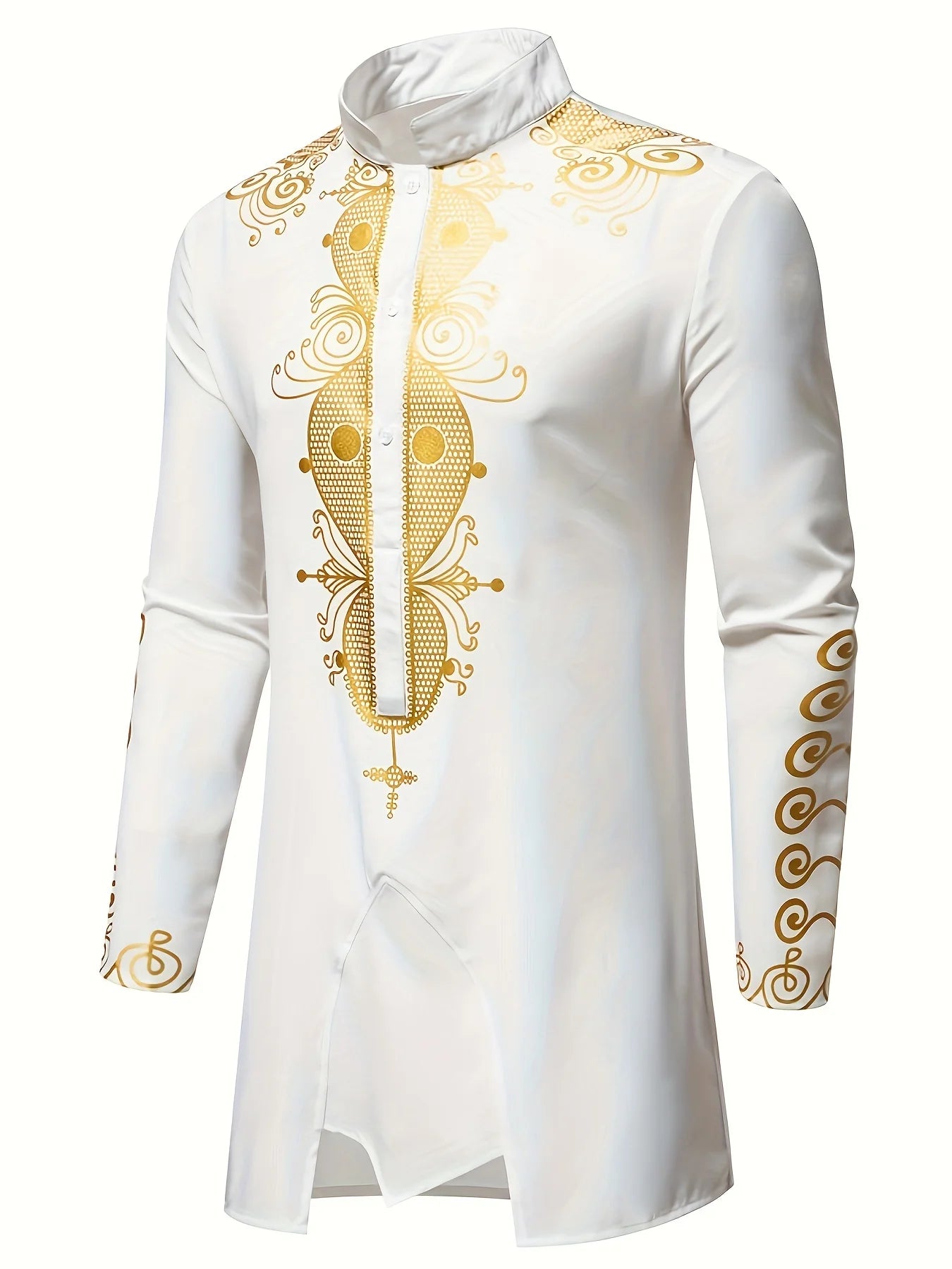 Traditional Culture Mens Suit Suit Muslim Suit Personalized 3D Printed Pattern Arabian Dress Loose Breathable Two Piece Suit