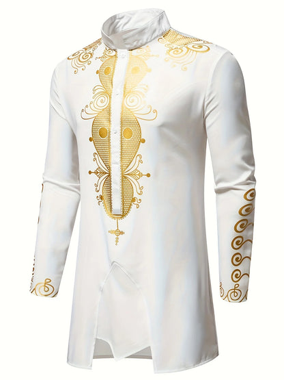 Traditional Culture Mens Suit Suit Muslim Suit Personalized 3D Printed Pattern Arabian Dress Loose Breathable Two Piece Suit