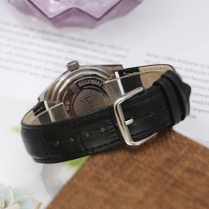 Shanghai Watches Sterile Dial Bauhaus Design 36mm Men's Mechanical Wristwatches Drop Shipper 7120