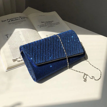 Women Clutch Evening Bag Sequin Clutch Female Wedding Purse Bag Party Handbag Black Blue Chain Shoulder Bag