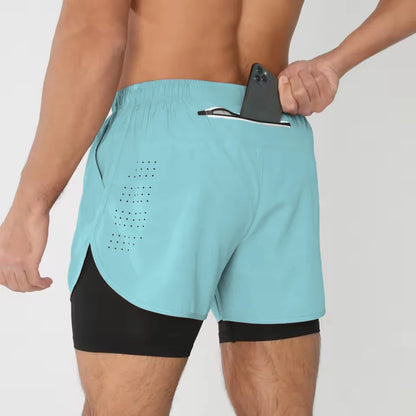 Men's Shorts Summer Sports Shorts 2 In 1 Quick Dry Workout Training Joggers Bodybuilding Fitness Short Pants Gyms Shorts Men