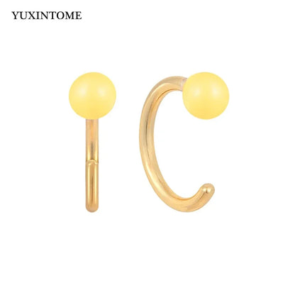 YUXINTOME Small 925 Sterling Silver Ear Needle C-Shaped Cartilage Piercing Stud Earrings For Women cartilage perforation Jewelry