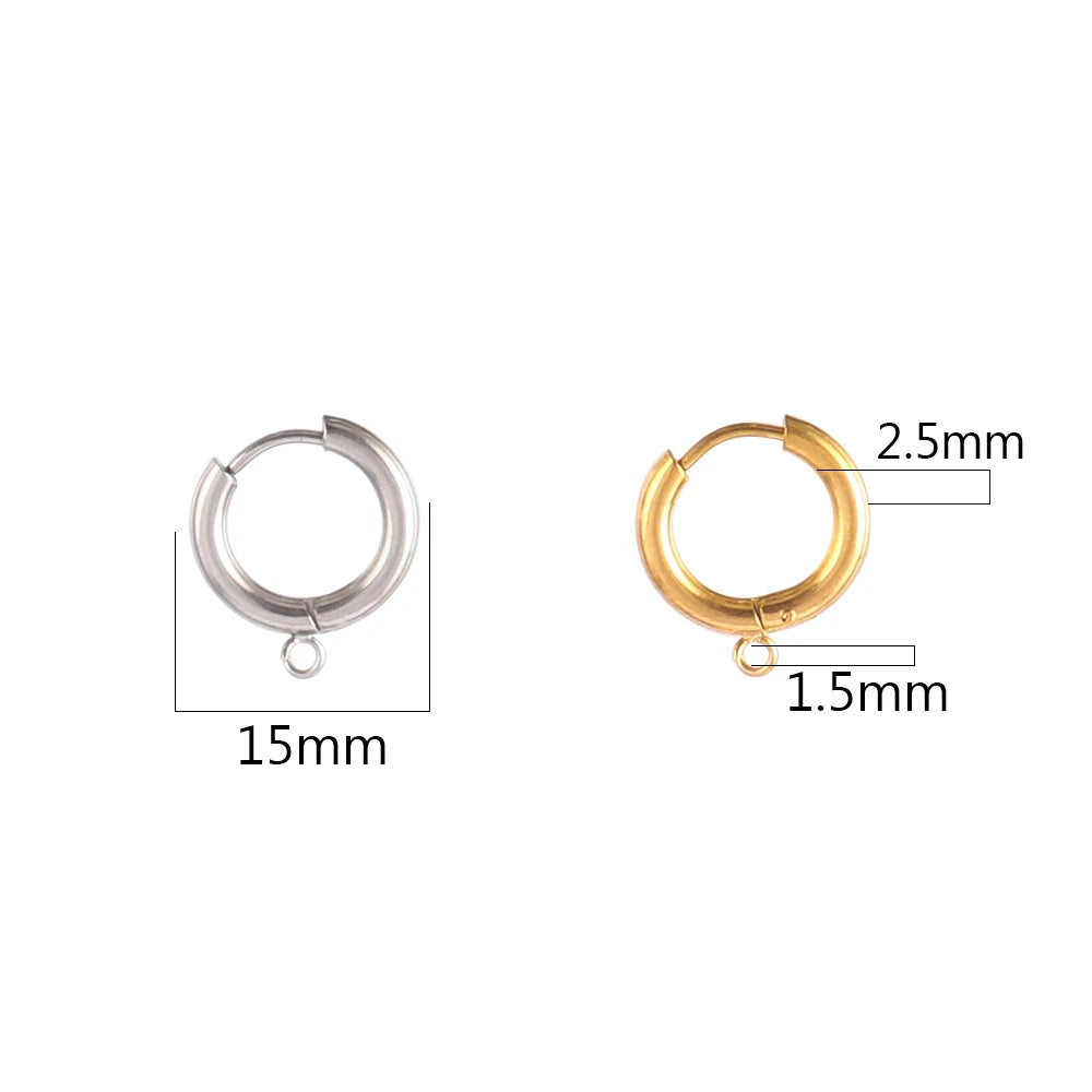 10pcs/Lot 316L Stainless Steel Hoop Earrings Findings Round Earrings Base For DIY Earrings Jewelry Making Supplies Accessories