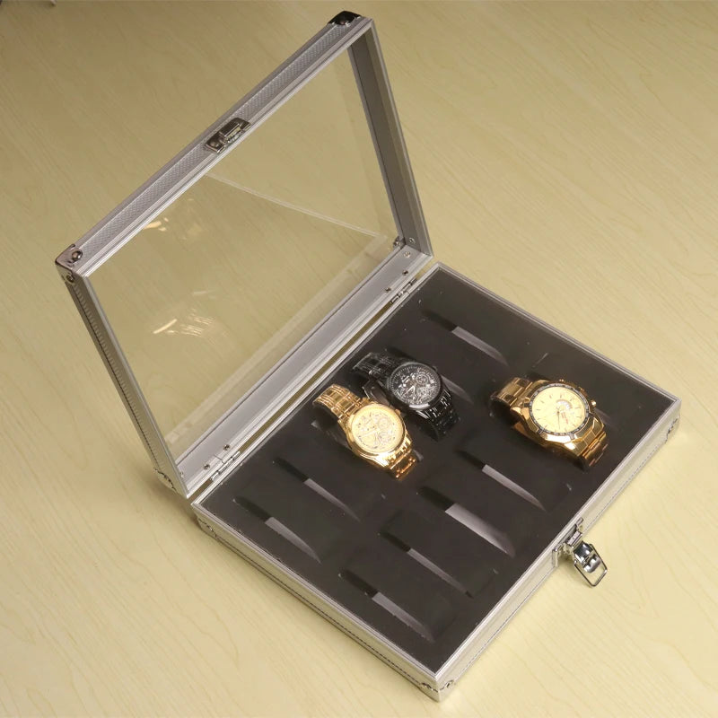 Watch Box 6/12/24 Girds Luxury Premium Quality Aluminum Alloy Product Pattern Storage Clock Box Collection Display Gif
