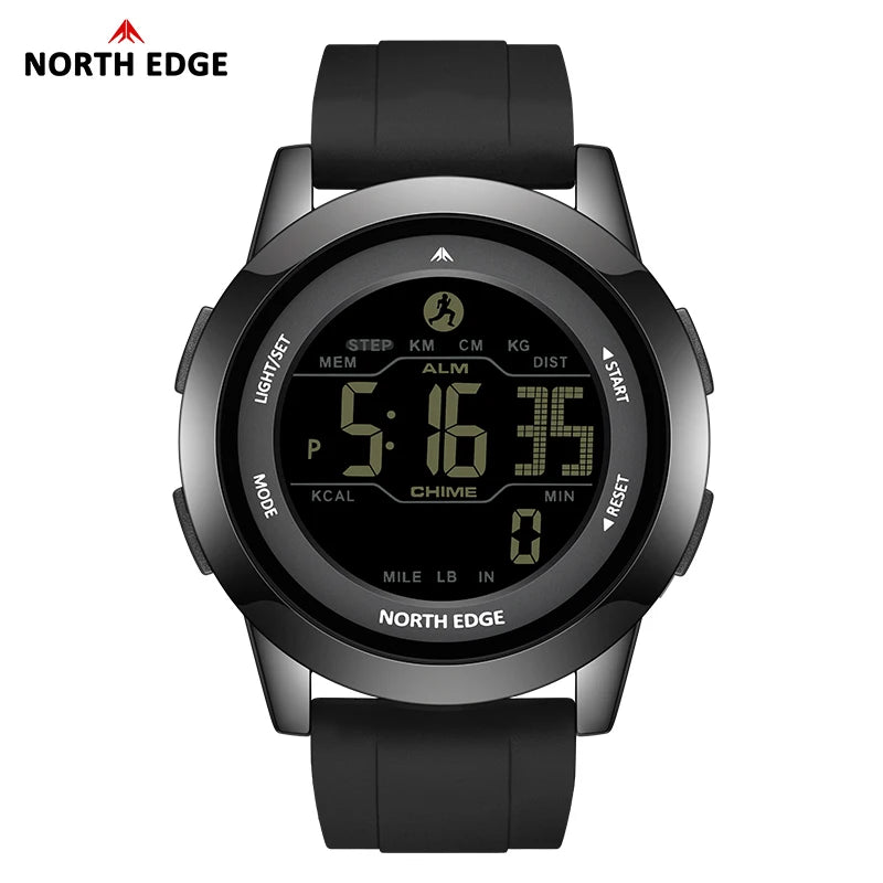 NORTH EDGE NEW APOLLO Men's Digital Watch Sports Waterproof 50M Wristwatches Dual Time Pedometer Stopwatch Alarm Clock For Women
