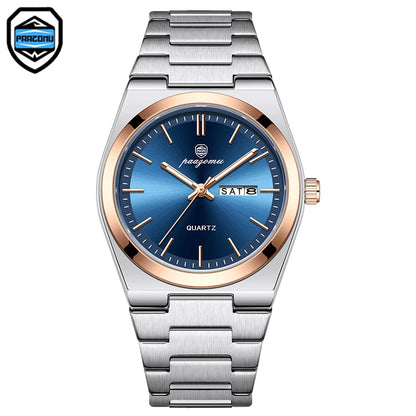 PAAZOMU Luxury Sport Man Watch Military Waterproof Luminous Date Week Men Watch Stainless Steel Quartz Men's Watches Male Clock