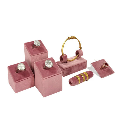 Pink Holland Velvet Ring Holder Ring Earrings Bangle Bracelet Storage Rack Jewelry Storage Display Stand Organizer for store
