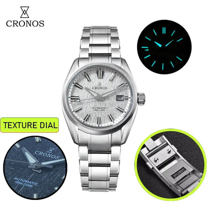 2025 Cronos 39mm Men Watch Texture Dial PT5000 Automatic Mechanical Watches Sapphire  Waterproof 100m Luminous Wristwatch L6037M