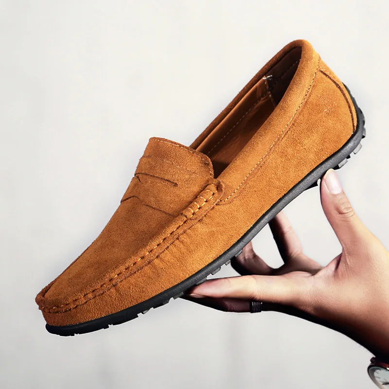 YRZL Men suede Loafers Breathable Driving Outdoor Casual Slip on Shoes for Man Lightweight Comfortable Non Slip Summer Men Shoes