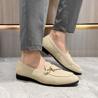 Fashion Men's Casual Shoes Cow Suede Genuine Leather Mens Slip-on Outdoor Driving Flats Classic Buckle Monk Loafers for Men