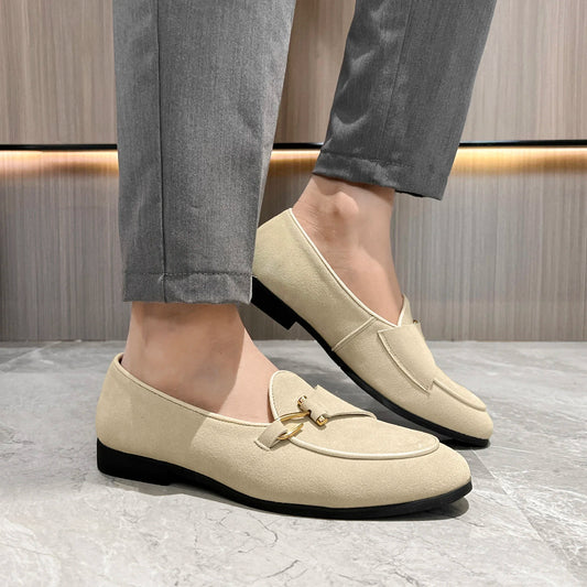 Fashion Men's Casual Shoes Cow Suede Genuine Leather Mens Slip-on Outdoor Driving Flats Classic Buckle Monk Loafers for Men