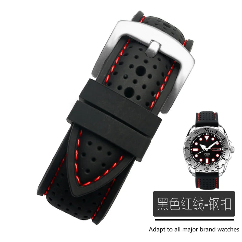 For Mido Watch with Silicone Soft Waterproof Commander Series Helmsman Series Orange Rudder Beren Saili Series Men's 20 22 24mm