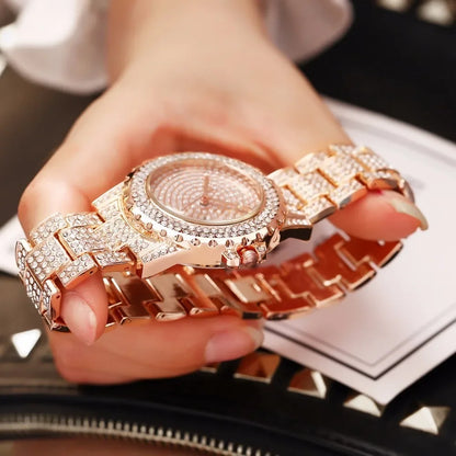 New Women Stainless Steel Full Diamond Wrist Watches Casual Luxury Ladies Quartz Watch Clock Relogio Feminino