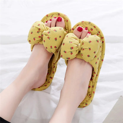 New Pure Cotton Indoor Home Slippers Anti-Slip Cloth Bot Silent for Wooden Floor Spring Summer Women's Slippers Home Comfort