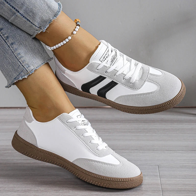 Spring Autumn Platform Sneakers Women Fashion Mixed Colors Lace-Up Sport Shoes Woman Comfortable Non Slip Flat Trainers Female