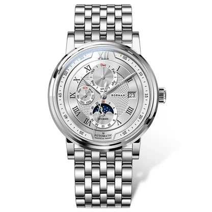BORMAN BM3868  New 40mm  Luxury Men Automatic Mechanical Men's Watches Sapphire Multi-function Waterproof Moon Phase Clocks