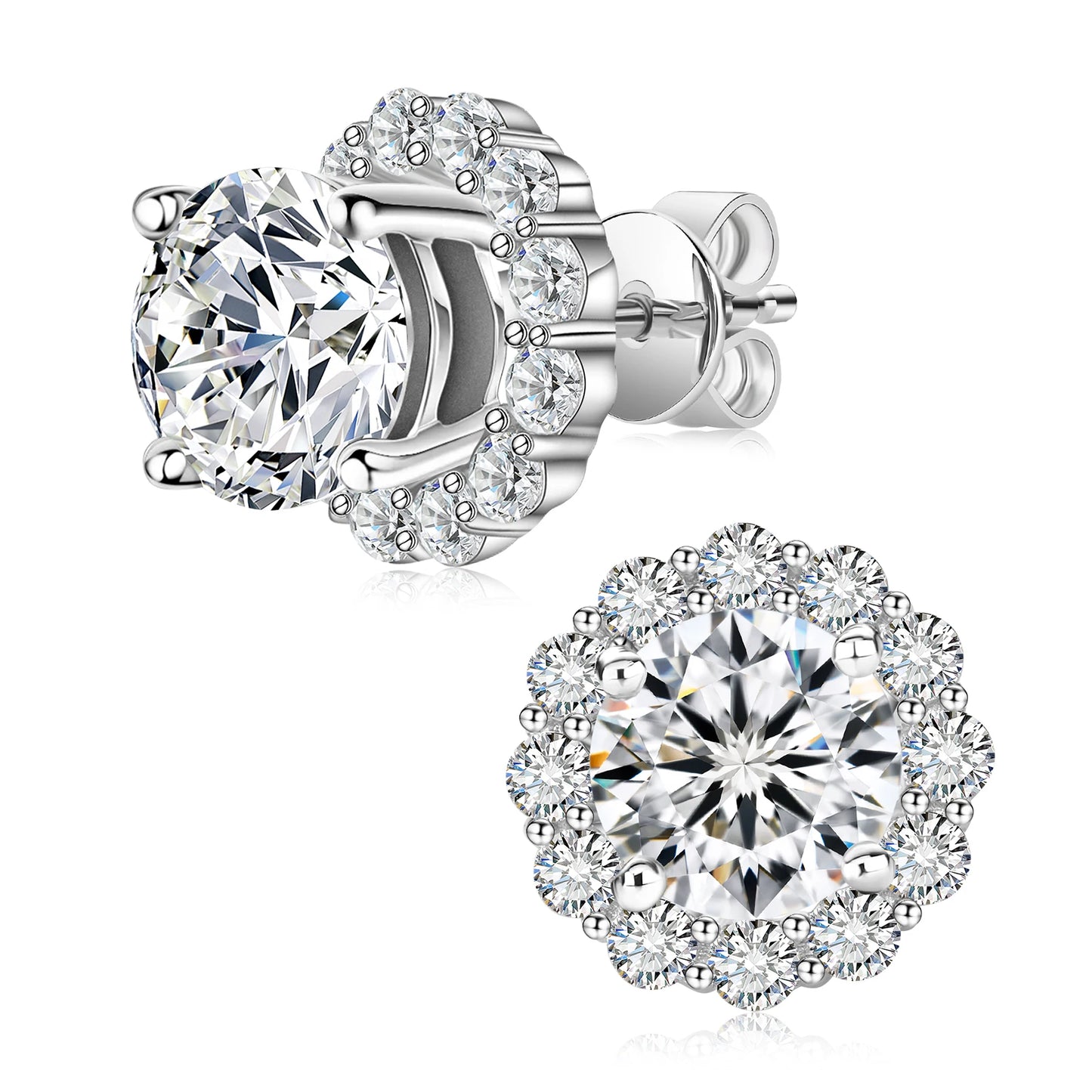 Moissanite Stud Earrings 1.0ct D Color Blue Green Black Champagne 925 Silver Plated White 18K  Gold jewelry for woman