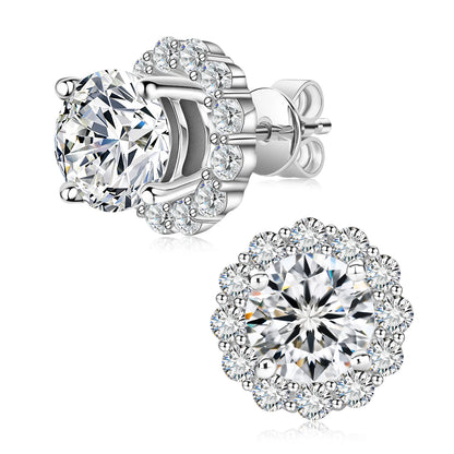 Moissanite Stud Earrings 1.0ct D Color Blue Green Black Champagne 925 Silver Plated White 18K  Gold jewelry for woman