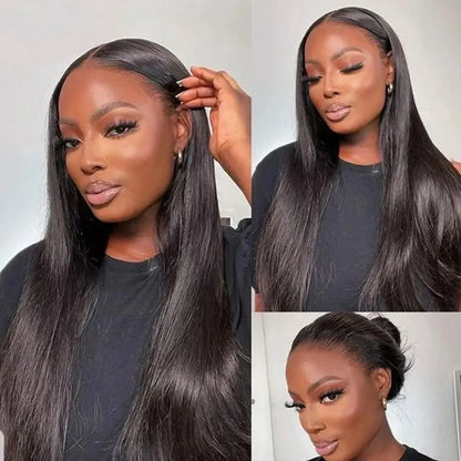 Glueless Wigs Human Hair Bone Straight Lace Wigs Pre-Cut 5x5 Lace Closure Remy Human Hair Ready To Wear For Women Pre Plucked