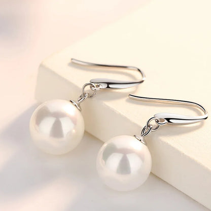 925 Sterling Silver Fashion Jewelry Pearl Drop Earrings For Lady New XY0009