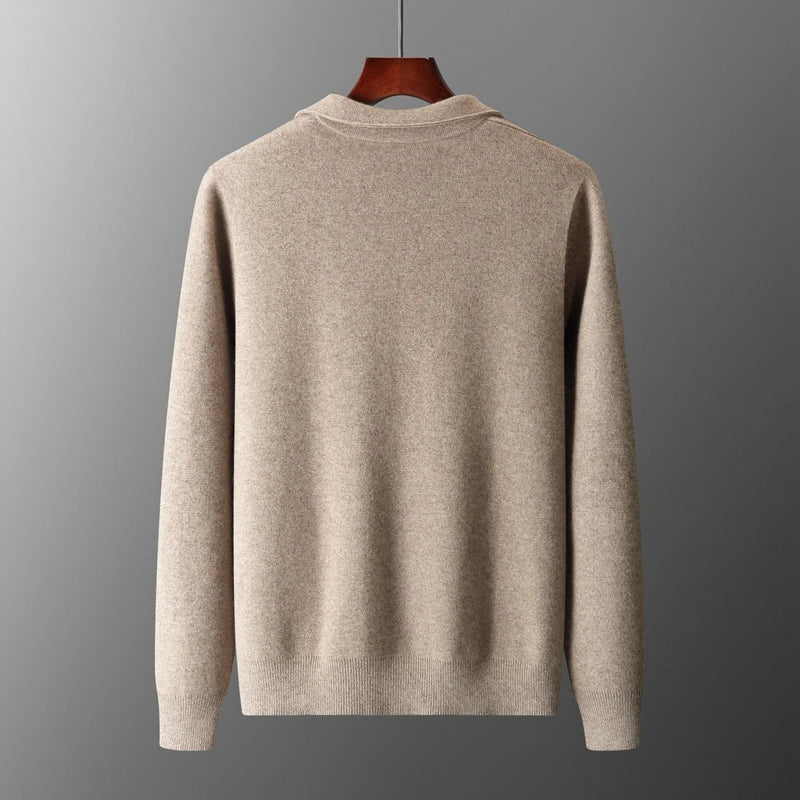 6-color autumn and winter new 2025 men's 100% wool  cardigan sweater casual knitted lapel men's business sweater Solid color