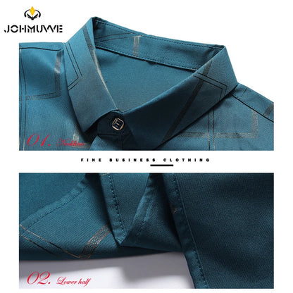 Men's Casual and Fashionable Long Sleeved Printed Shirt Non Ironing and Wrinkle Resistant Business Top