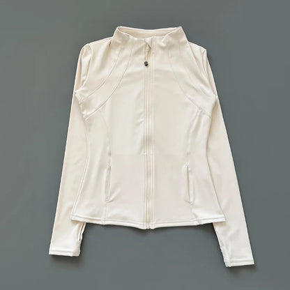 Quick Dry Stand Up Collar Fitness Jacket For Women Slim-Fit Zipper Yoga Wear Long Sleeve Breathable Running Sports Cycling Top