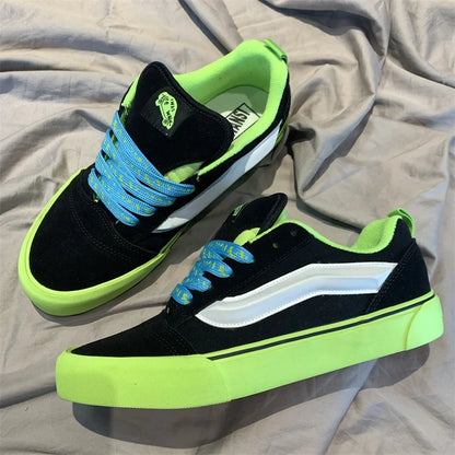 Cool Skateboard oes ex Retro Bread oes Street Sle Knuskool Couples Versatile Breathable Rubber Outsole round Toe