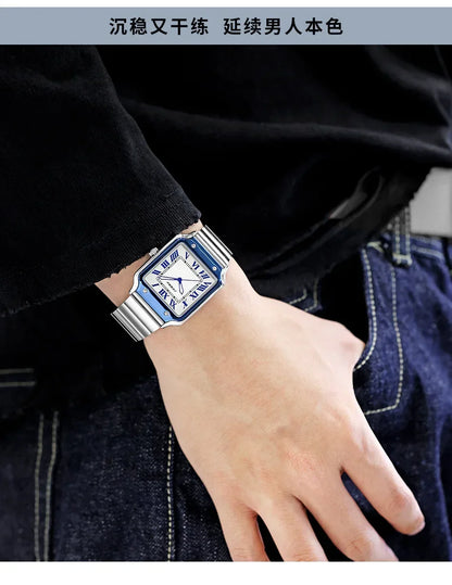 Men's Watch Men's Stable Classic Roman Square Watch Night Glow Waterproof Men's Quartz Watch 9883