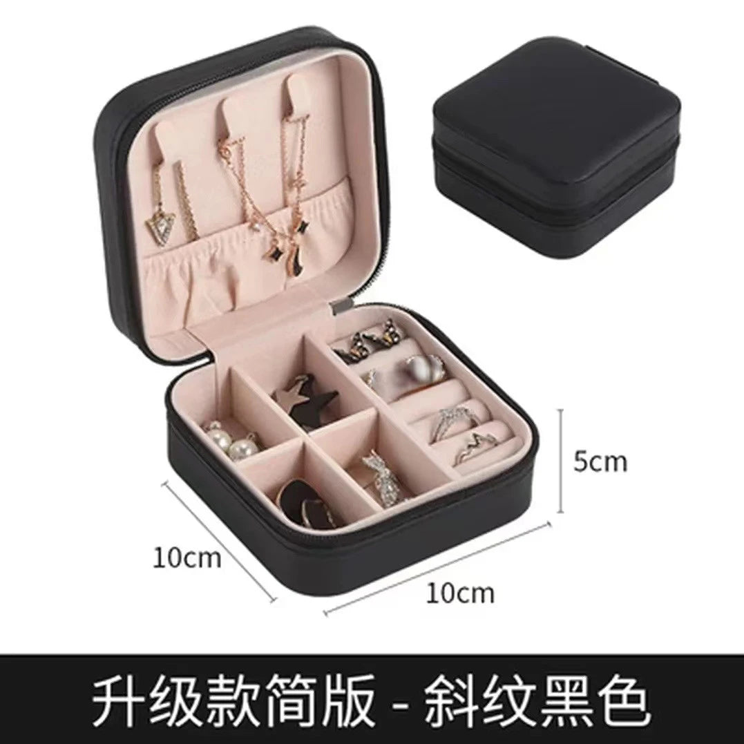 Portable Jewelry Box Jewelry Organizer Display Travel Jewelry Case Boxes Jewelry Leather Storage Zipper Jewelers Jewelry Box
