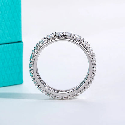 AnuJewel 0.3ct Oval & 0.2ct Marquise D Color Moissanite Eternity Ring 925 Sterling Silver Wedding Band Ring for Women Jewelry