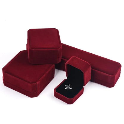 High-End Red Velvet Jewelry Organizer Earrings Ring Necklace Bracelet Pendant Storage Box Exquisite Gift Packaging Jewelry Case